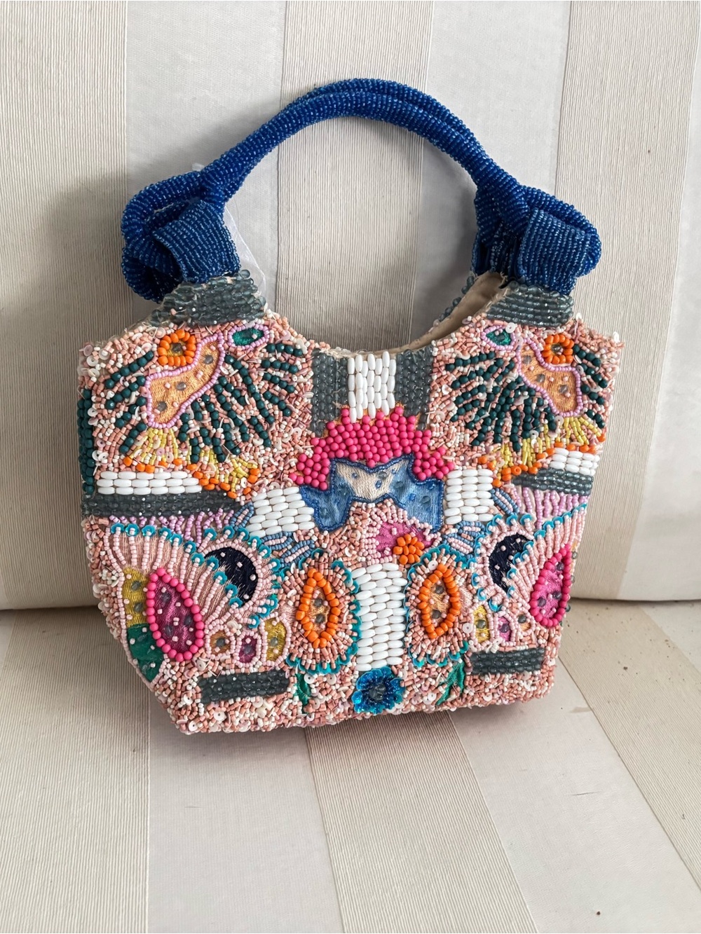 Handcrafted Beaded Tote Bag - Multicolor - Picture 2 of 2